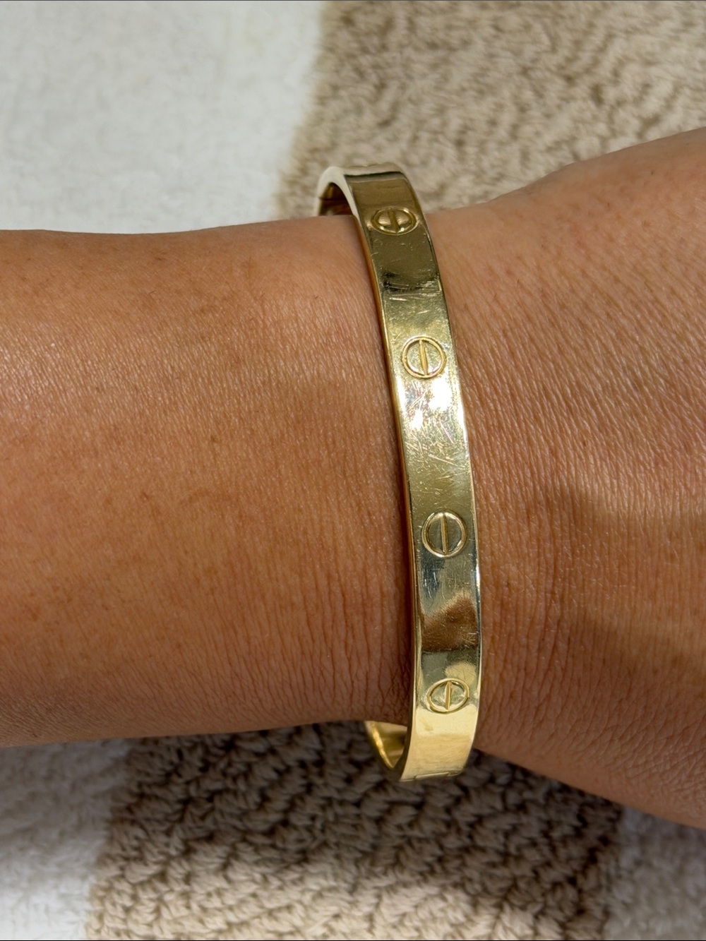 Gold Screw-Accent Bangle Bracelet - Women's Accessories